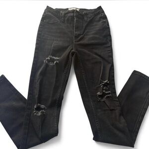 Free People Black Distressed Skinny Jeans | Size 27